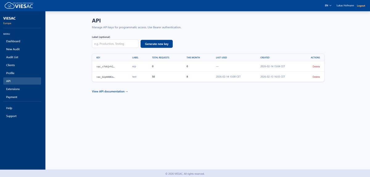 API — VIESAC screenshot